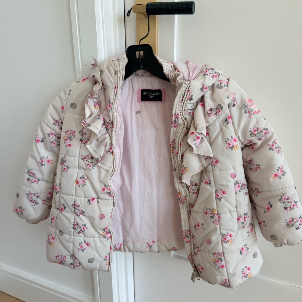 MonnaLisa Kids Puffer Jacket - Pink Floral